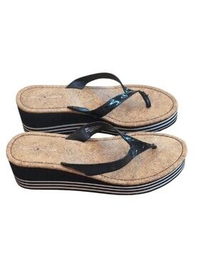 Tommy Hilfiger Black Wedge Flip‑Flops – Size 9M